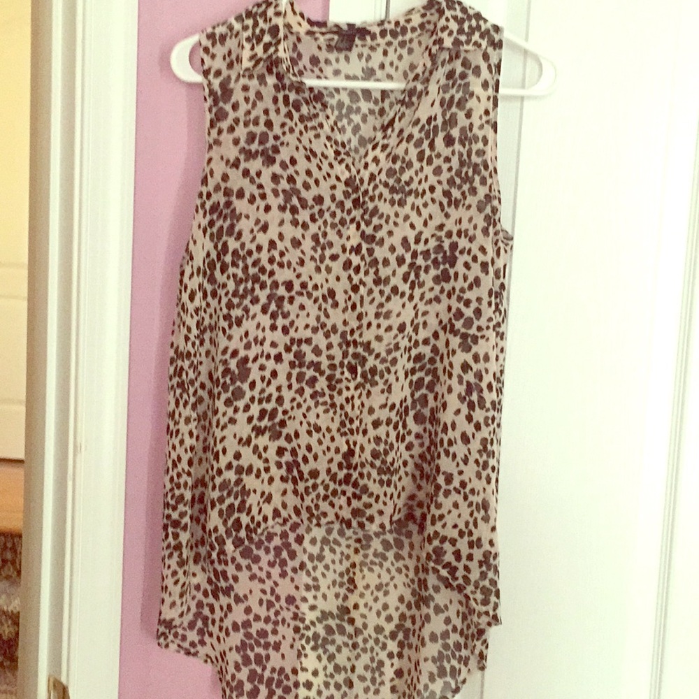 Black and light beige cheetah print chiffon blouse